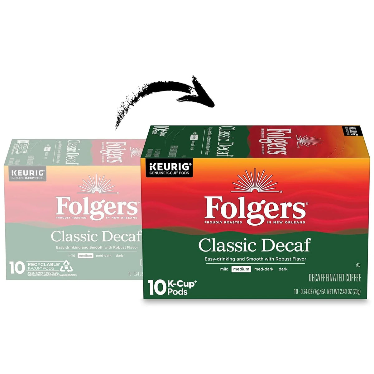 Folgers Classic Decaf Coffee, Medium Roast, Keurig K-Cup Pods, 60 Count