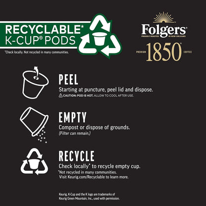 Folgers 1850 Expedition Blend Coffee, Keurig K-Cup Pods, 10 Count