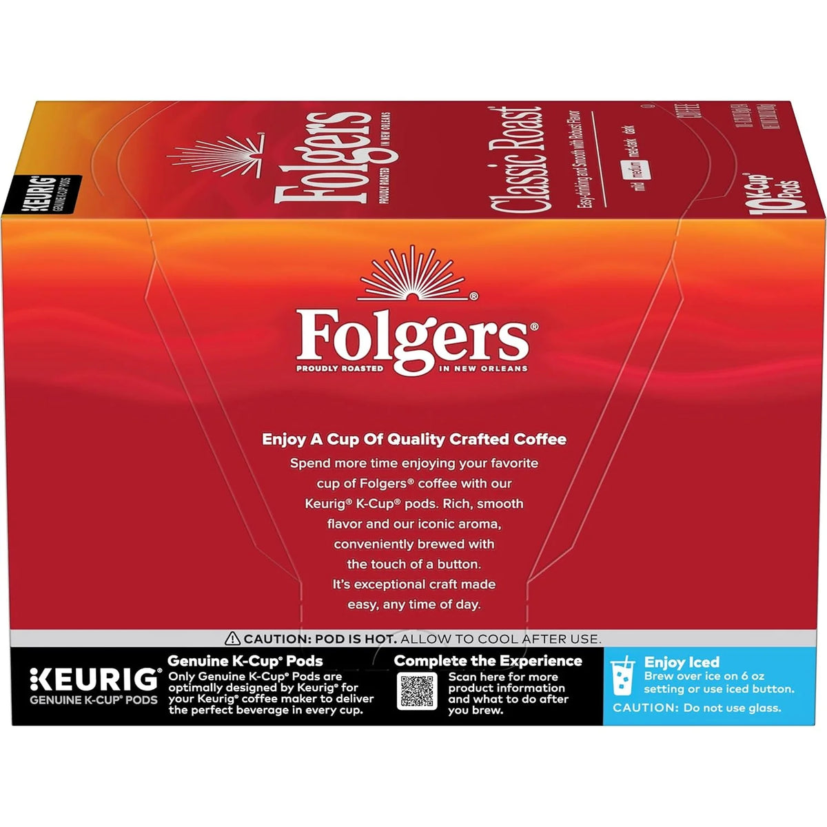 Folgers Classic Roast Coffee, Medium Roast, Keurig K-Cup Pods, 10 Count Box